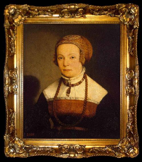 framed  Christoph Amberger Portrait of a Young Woman, ta009-2